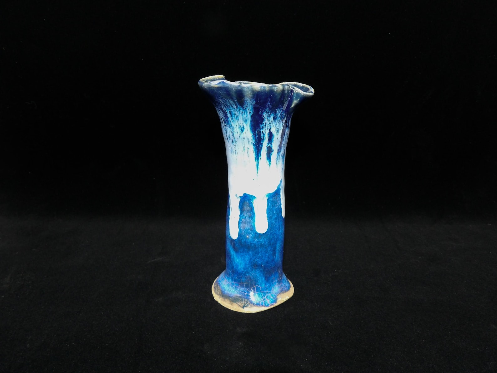 Vintage Blue Drip Glaze Pottery Vase - Etsy
