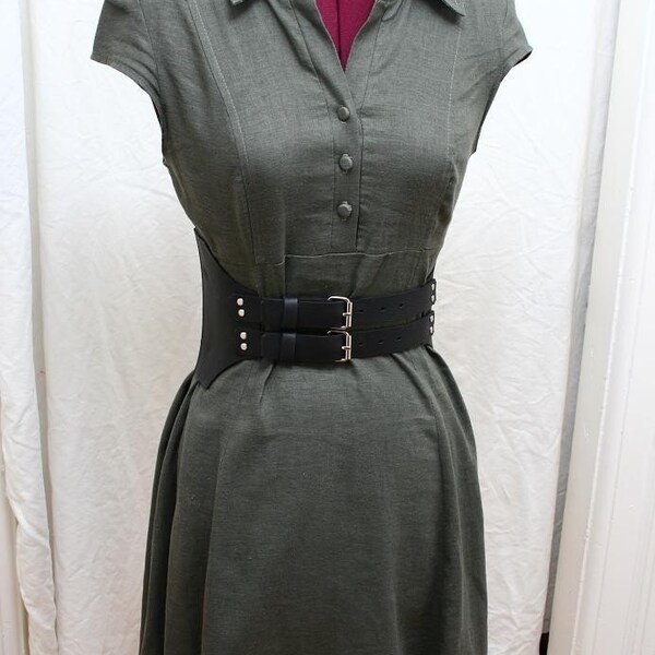 Doppel Schnalle schwarz elastische Taille Cincher Ledergürtel