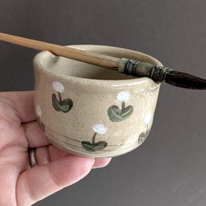Handmade Handpainted Ceramic Watercolour paint Water Cup pot. Brush rest holder. Gift for Artist.