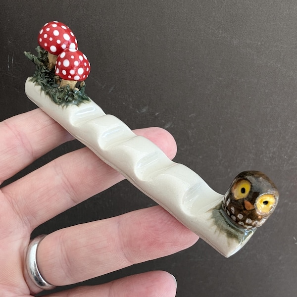 Handmade Ceramic Painting Brush Rest. Watercolour artist gift. Calligraphy pen pencil holder.