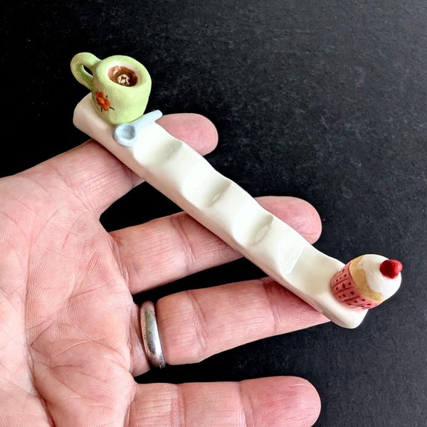 Handmade Ceramic Paint Brush Rest. Watercolour artist gift. Calligraphy tool, ink pen pencil holder.