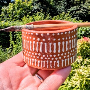 Small handmade painted pottery terracotta ceramic Paint water pot,cup, container brush rest holder Watercolour/Acrylic paint Gift for artist