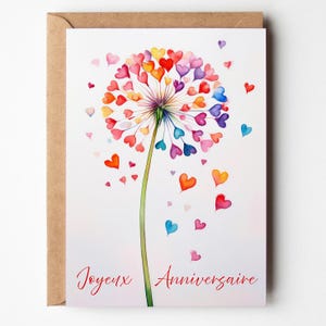 French Happy birthday -Joyeux Anniversaire card | Blank Inside + Envelope | Premium Matte Art Paper