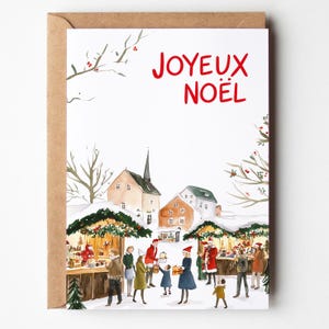French Christmas Card | Joyeux Noel- Carte de Noël| French Xmas market  |  Blank Inside + Envelope | Premium Matte Art Paper