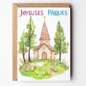 French Easter Card | Joyeuses Pâques | Cute Easter Card in French  | Carte de pâques française | Blank Inside + Envelope | Matte Art Paper