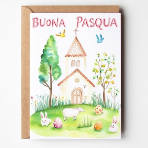 Italian Easter Greeting Card, Buona Pasqua - Italian Happy Easter| Italian Card | Blank Inside + Envelope | Premium Matte Art Paper