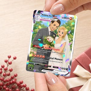 Personalized Anniversary Card, Custom Pokemon Card, Anime Wedding Card, Anniversary Gift for Couple, Valentine's Day Gift for Him Her image 5