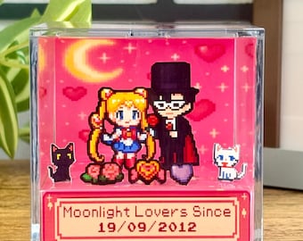 Sailor Moon Gift 3D Diorama Personalized Anniversary Gift for Couples Valentine's Day Anime Couple Gift Idea Kawaii Otaku Nerd Decor