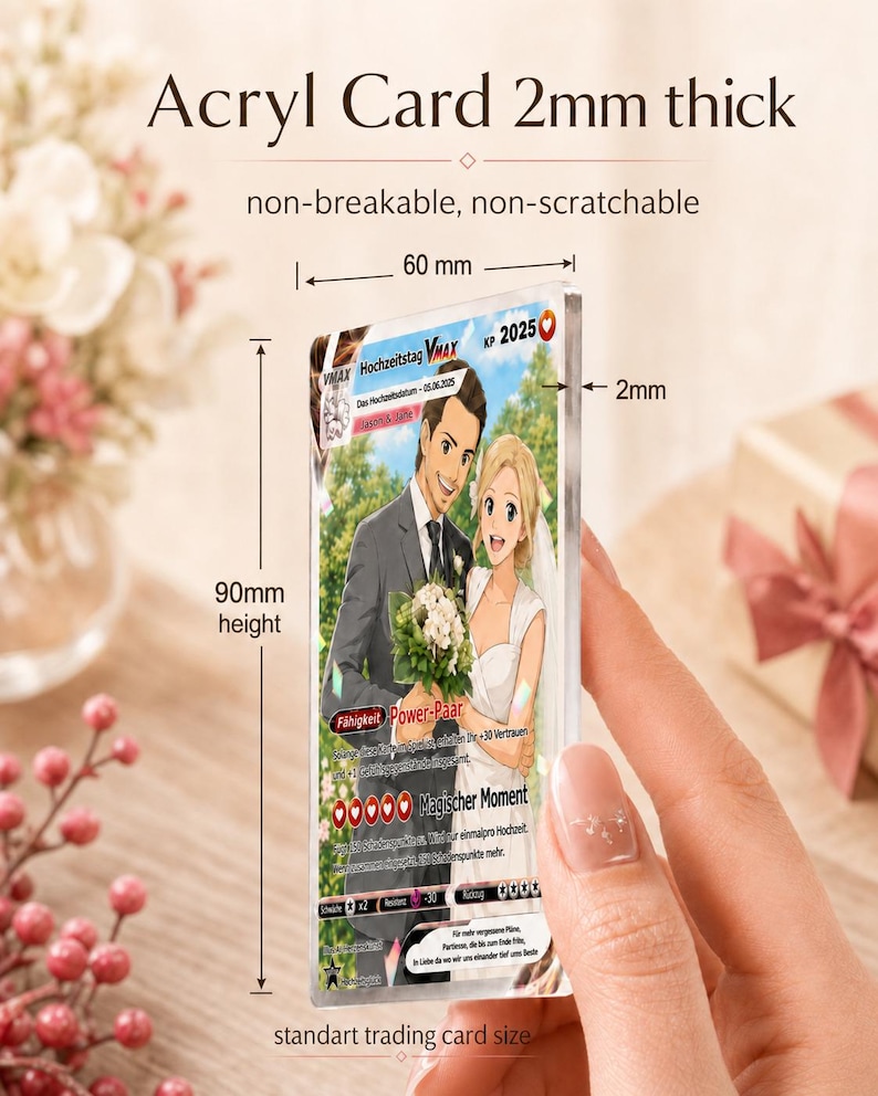 Personalized Anniversary Card, Custom Pokemon Card, Anime Wedding Card, Anniversary Gift for Couple, Valentine's Day Gift for Him Her image 4