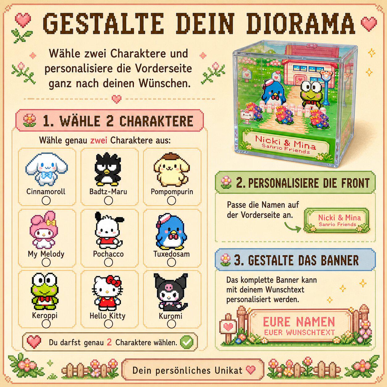 Personalized Sanrio Gift 3D Diorama Hello Kitty Kuromi My Melody