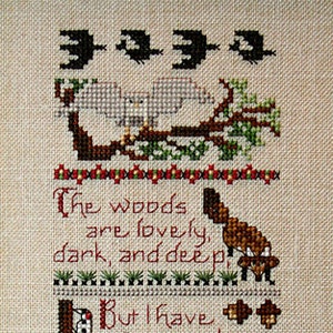 Cross Stitch Pattern, Woodland Sampler, Something In Common, Lodge Look Pattern, Robert Frost, Animal Cross Stitch, Outdoors Sampler