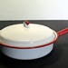 Covered Enamel Pan, Red and White, Enamelware Pan, Vintage Red White, Vintage Kitchenware, Retro Kitchen, 1950's Kitchen, Vintage Cookware