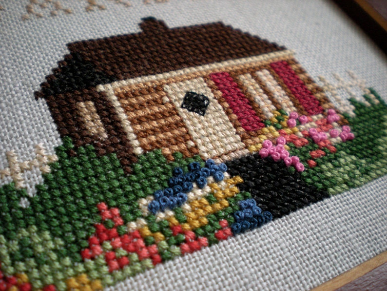 Cross Stitch Pattern Cottage Garden Quaint Little House and Etsy