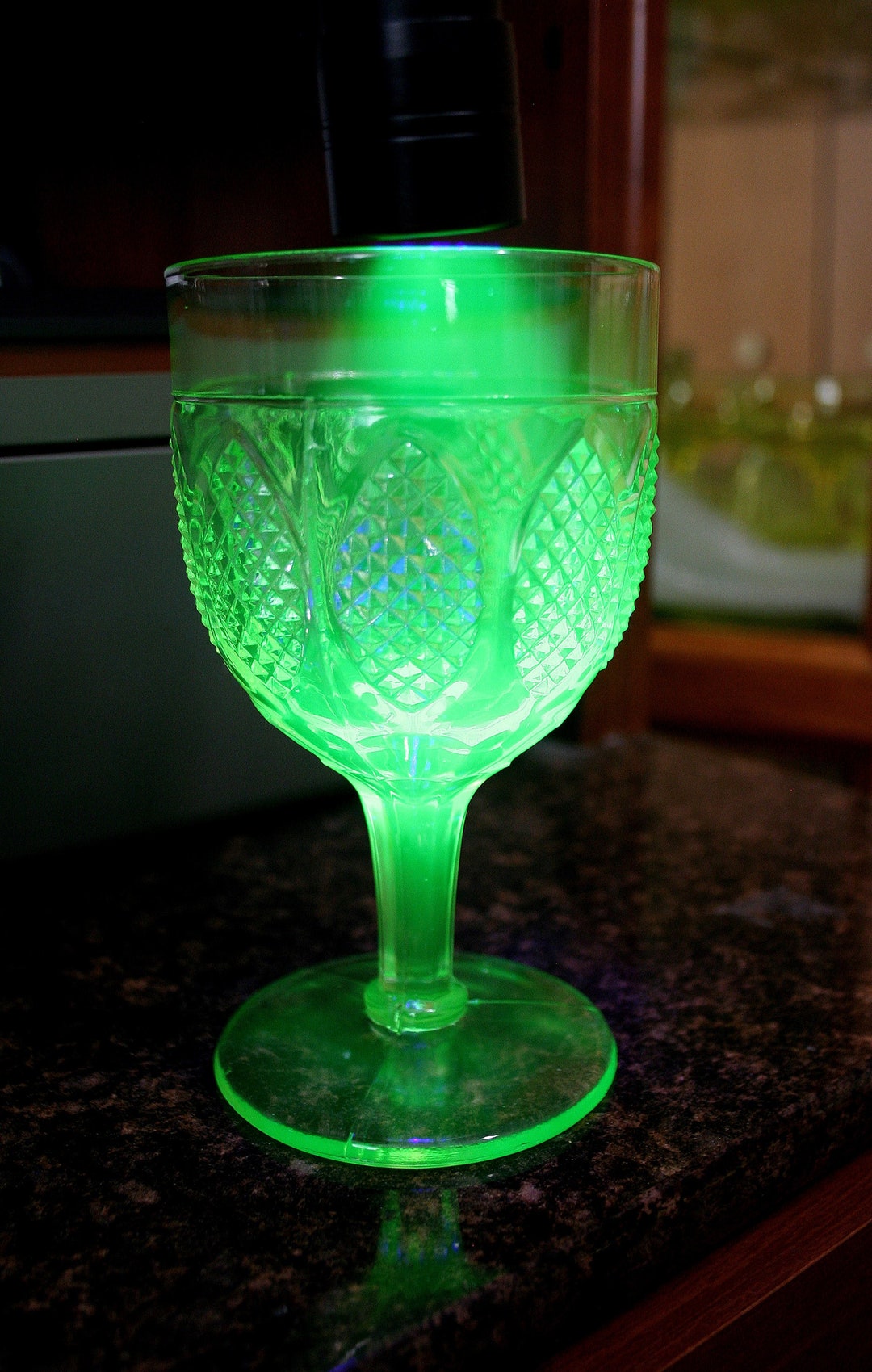 Vaseline Glass Drinking Goblet Richards and Hartley Pointed Etsy