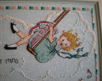 Cross Stitch Pattern, The Swing, Robert Lewis Stevenson, Needlework Pattern, Girl Swinging, Something In Common, Classic Poem