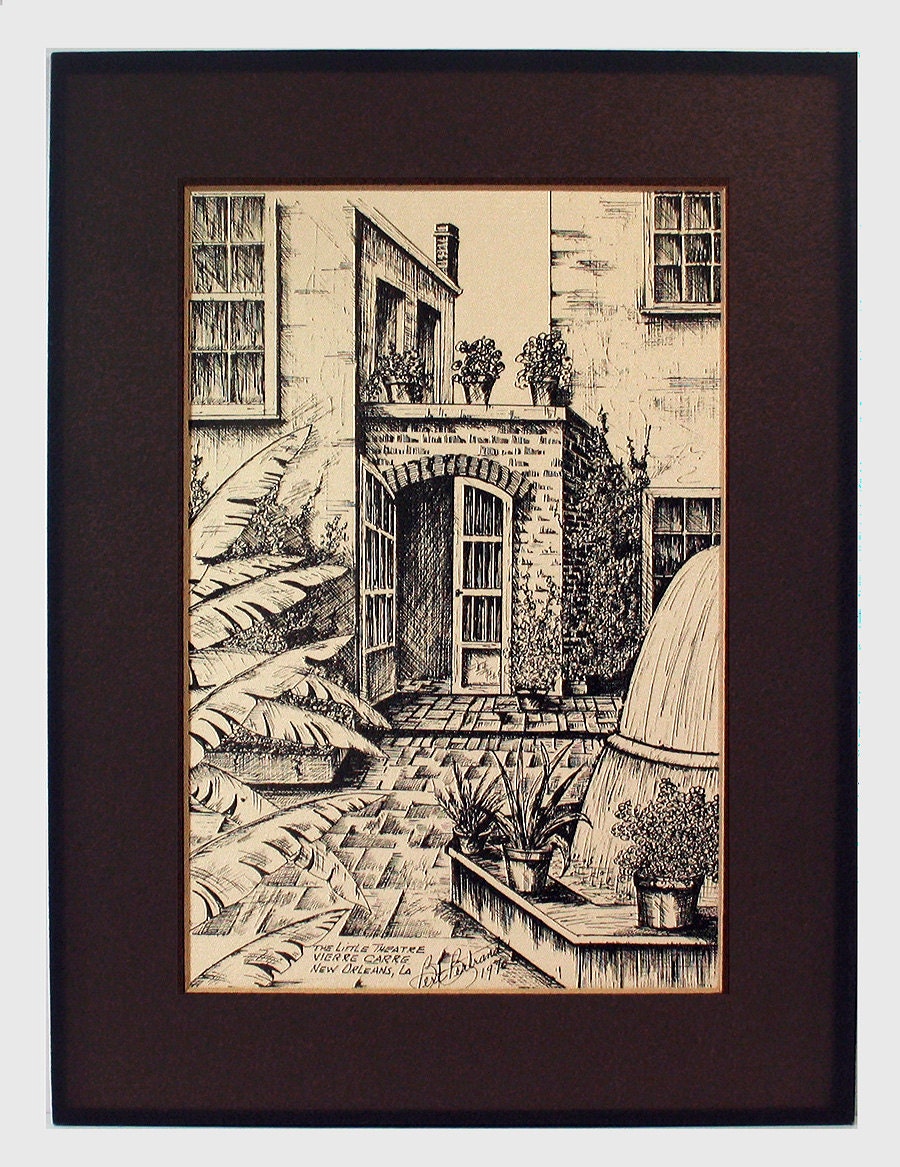 The Drawings of Bertrand　Bertrand Bert Bertrand Art Print, the Little Theatre, New Orleans Artist