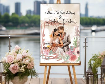 Indian Wedding Welcome Sign, Indian Wedding Decor, Indian Wedding Sign, Desi Event Sign, Digital Download, Editable Template