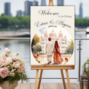 Indian Wedding Welcome Sign, Indian Wedding Decor, Indian Wedding Sign, Desi Event Sign, Digital Download, Editable Template