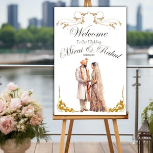 Indian Wedding Invitation Template, Indian Wedding Sign, Save the Dates, Custom Illustration, Modern Wedding Invite, Digital Download, Canva