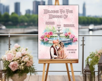 Traditional Indian Wedding Welcome Poster DIY Template Modern Indian Wedding Welcome Sign Digital Download Custom Indian Wedding