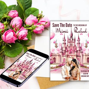 Indian Save The date, Indian Wedding Invitation Template With Custom Illustration, Sikh Wedding Card, Punjabi Save the Date, Anand Karaj