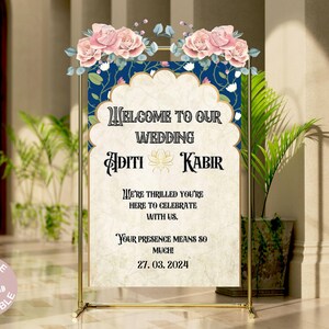 Indian Wedding Welcome Sign Indian Wedding Decor Hindu Wedding Welcome Sign Indian Welcome Sign Desi Welcome Sign Editable Template