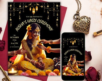 Traditional Haldi Invitation Template Haldi Ceremony Invitation Editable Digital Template Indian Wedding Pre-Wedding Event Instant Download