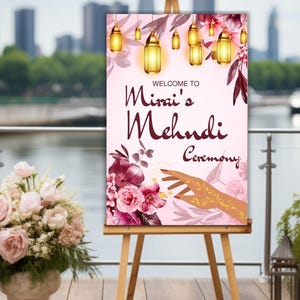Mehndi Welcome Sign, Indian Wedding Decor, Indian Mehndi Event, Desi Event Sign, Digital Download, Editable Template, Mehendi Sign Event