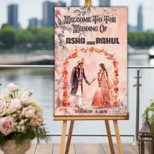 Indian Wedding Welcome Sign Editable Digital Template Floral Welcome Sign for Indian Wedding Instant Download Customizable Indian Wedding