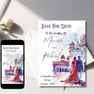 Editable Indian Wedding Save the Date Hindu Wedding Invitation Template Traditional Indian Wedding Save the Date Printable Custom Design