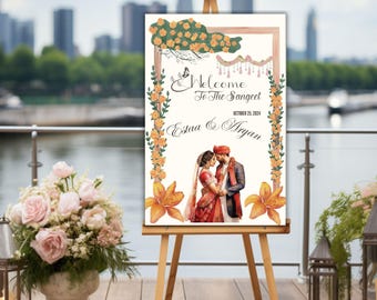 Sangeet Welcome Sign | Mehndi Welcome Sign | Indian Wedding Sign | Sangeet Mehndi Jaggo Maiyan Wedding Sign | Printable Wedding Sign