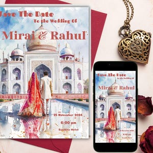 Indian Save the Date, Elegant Indian Wedding Invitations, Indian Wedding Cards, Anand Karaj, Hindu Wedding Invite, Punjabi Card, Canva
