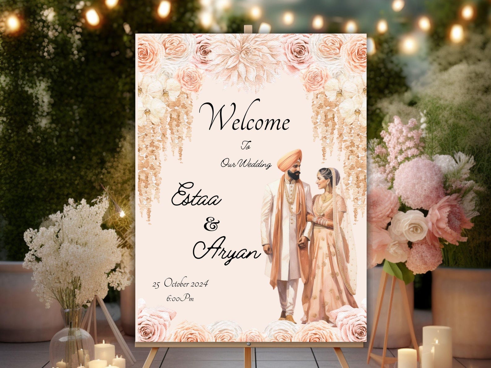 Welcome Sign Template for Indian Wedding | Editable Hindu Wedding ...