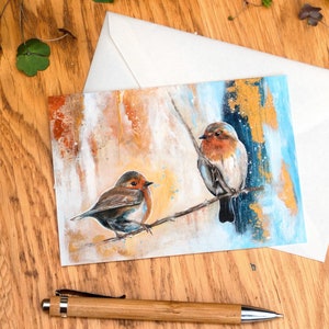 Carte postale oiseaux - Illustration colorée d'animaux - Cadeau anniversaire ou Noël - Décoration murale