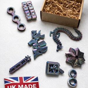 3D Printed Fidget Toy Bundle – Desk Stress Relief, UK Made