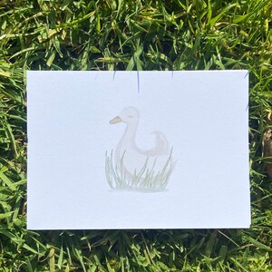 Impressão de arte de ganso – Ilustração em aquarela sobre papel reciclado | Arte de parede ecológica em tamanho de cartão postal | Decoração de berçário ou ganso rústico