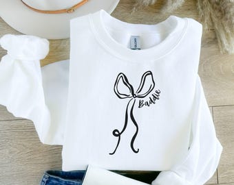 Baddie Bow Crewneck Sweatshirt, Trendy Pullover, Vintage Style