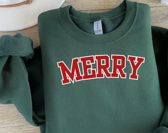 Merry Christmas Sweatshirt, Unisex Holiday Crewneck