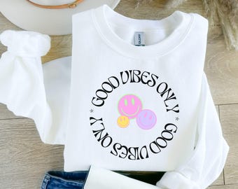 Retro Good Vibes Smiley Face Shirt, Hippie Style