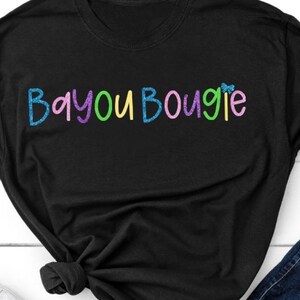 Bayou Bougie Coquette T Shirt - Purple Gold or Black Gold or Multicolor - Louisiana Game Day Tigers New Orleans Fan T Shirt Youth or Adult