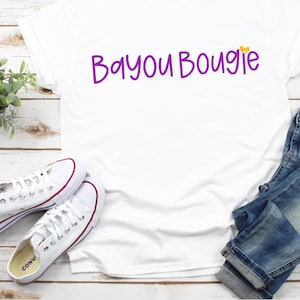 Bayou Bougie Coquette T Shirt - Purple Gold or Black Gold or Multicolor - Louisiana Game Day Tigers New Orleans Fan T Shirt Youth or Adult