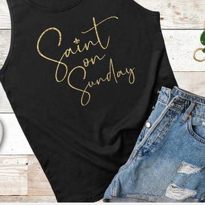 Black & Gold Saint on Sunday T-Shirt: New Orleans Game Day Shirt Tank Youth Adult