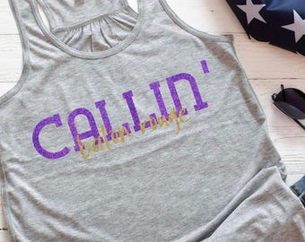Purple & Gold Tigers T-Shirt: Callin' Baton Rouge Game Day Tee