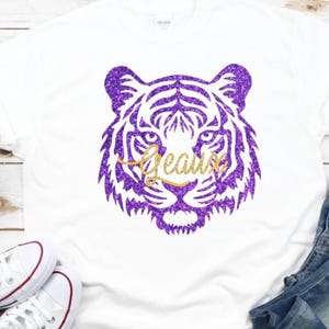 Purple and Gold Geaux T-Shirt, Louisiana Tigers Football Game Day, Glitter Foil Finish