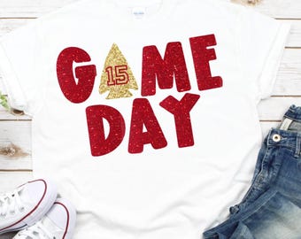 Red Gold Kansas Chiefs Game Day Shirt: Glitter or Matte Vinyl