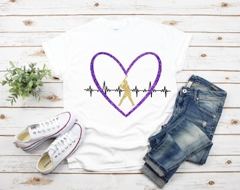 Purple Gold Tigers Baseball Heartbeat Shirt: Louisiana State Fan Apparel