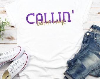 Purple & Gold Tigers T-Shirt: Callin' Baton Rouge Game Day Tee