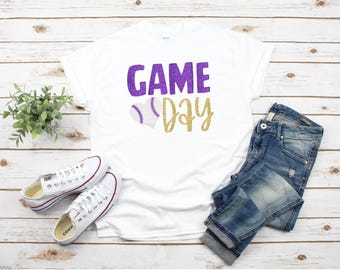 Tigers Baseball Game Day T-Shirt:  Louisiana Purple Gold Fan Apparel