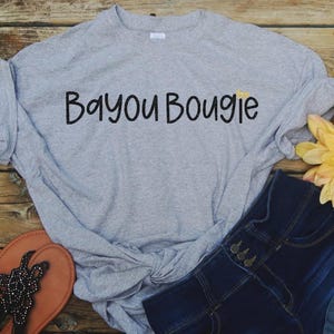 Bayou Bougie Coquette T Shirt - Purple Gold or Black Gold or Multicolor - Louisiana Game Day Tigers New Orleans Fan T Shirt Youth or Adult