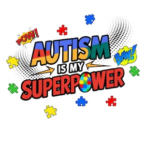 Autismus ist meine Superkraft PNG | hochauflösender transparenter Hintergrund | Autismus Bewusstsein Digitaler Download